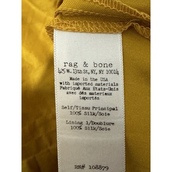 Rag & Bone Old Gold 100 % Silk Dune Romper sz 2 Spaghetti Straps Satin Pockets - Picture 5 of 12